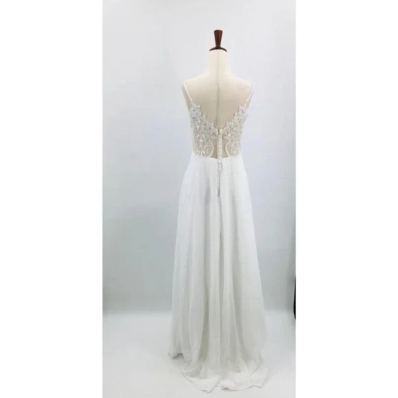 LULU'S SZ L Romantic Ways White Lace Button Back Bridal Maxi Dress NEW B131 - Picture 8 of 11